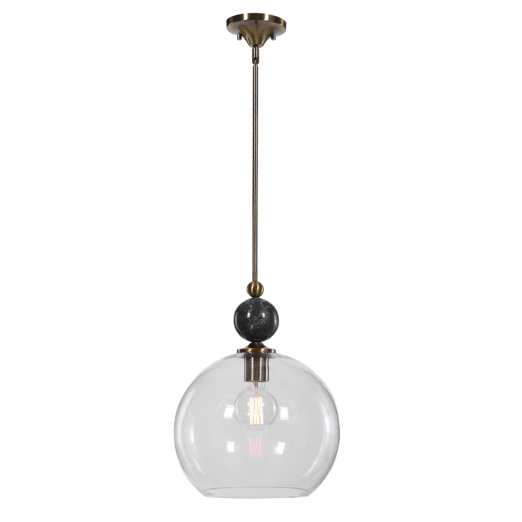Mendota 1 Light Glass Pendant, Ceiling Light by Uttermost, 13.75" width x 19" height x 13.75" diameter x 13.75" depth View 3
