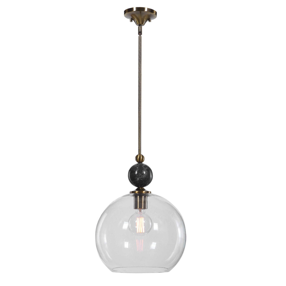 Mendota 1 Light Glass Pendant, by Uttermost, 13.75" width x 19" height x 13.75" diameter x 13.75" depth View 3
