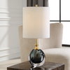 Enigma Teal Blue Glass Buffet Lamp, Table Lamp by Uttermost, 9" width x 20" height x 9" depth thumbnail 2