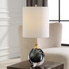 Enigma Teal Blue Glass Buffet Lamp, by Uttermost, 9" width x 20" height x 9" depth thumbnail 2