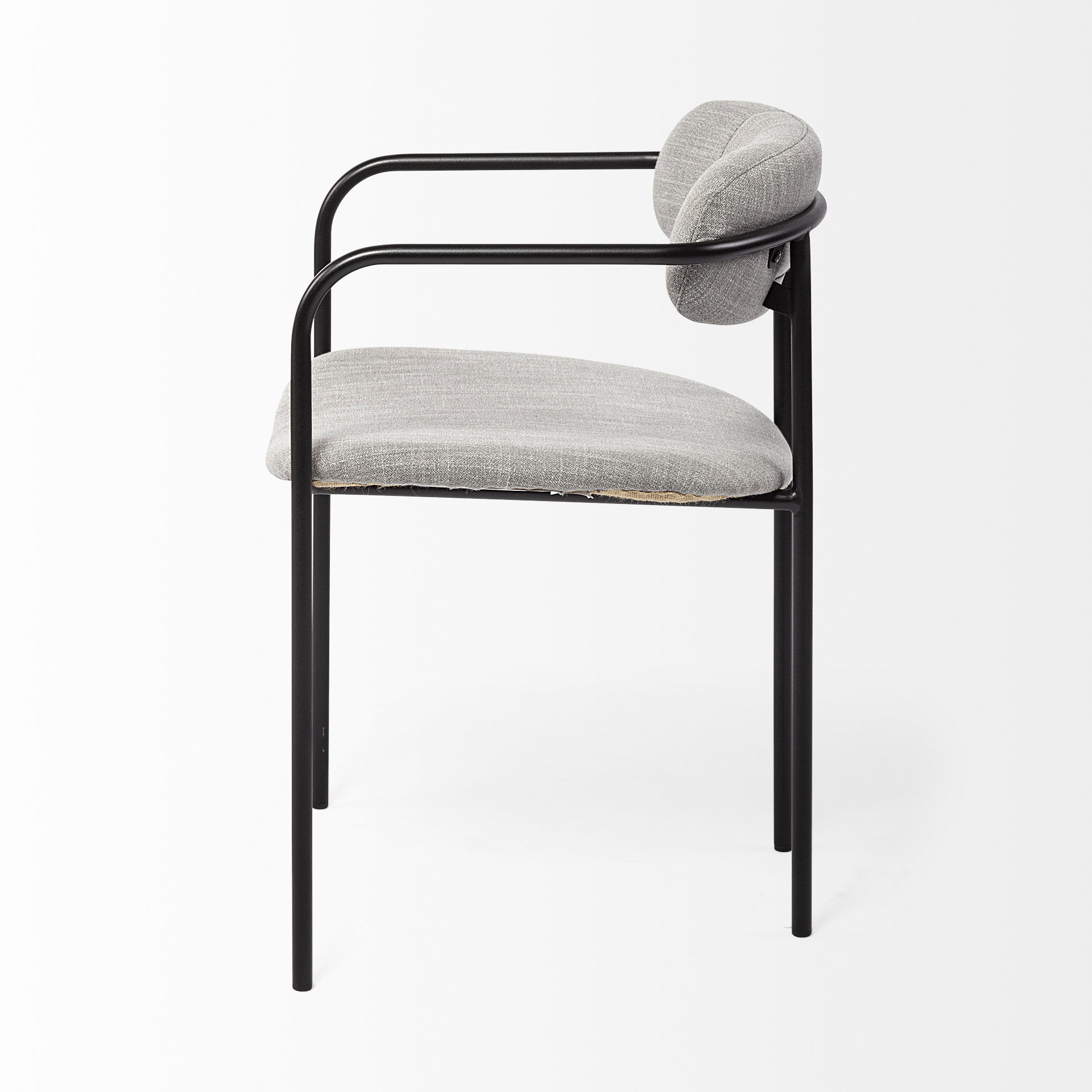 Parker Gray Fabric Seat Black Metal Dining Chair large image 