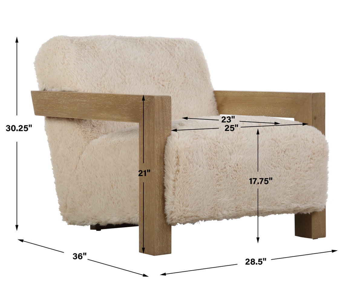 Jackson Sheepskin Accent Chair, by Uttermost, 29" width x 30" height x 36" depth View 3