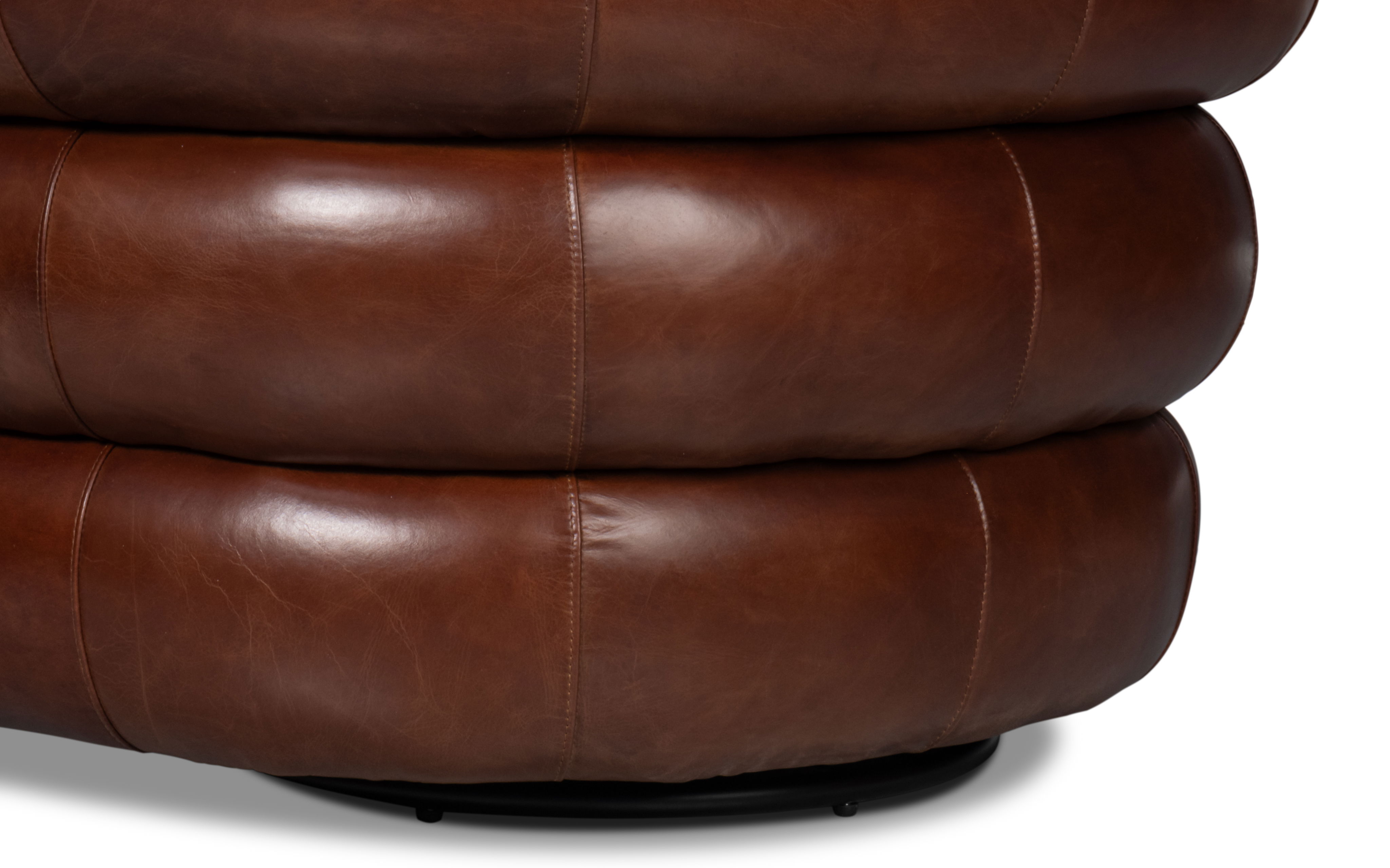 Rondo Leather Swivel Chair Brown large image 