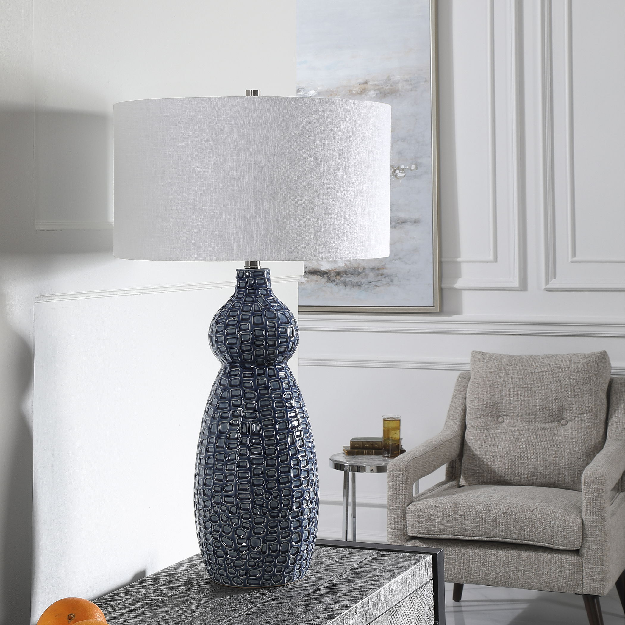 Holloway Cobalt Blue Table Lamp large image 