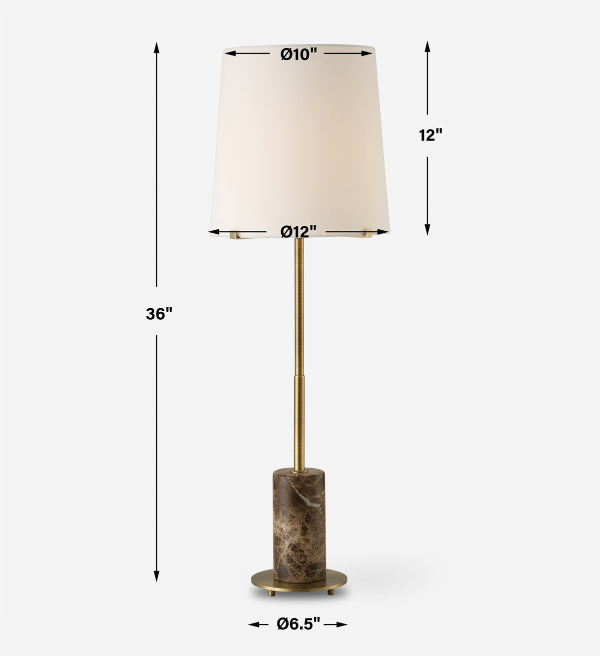 Sepia Brown Marble Buffet Lamp, by Uttermost, 1' width x 3' height x 1' depth View 3