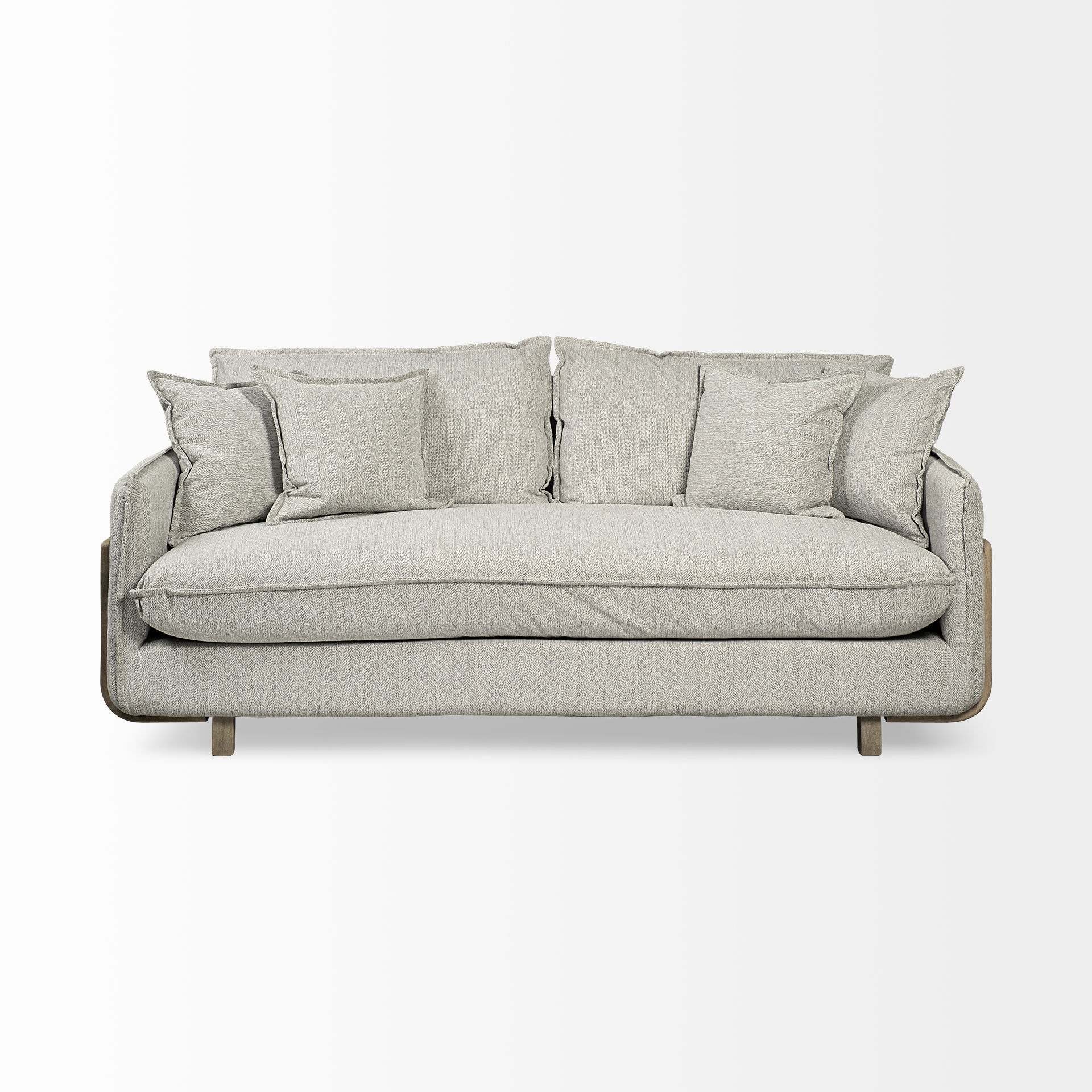 Roy I 84' Frost Gray Upholstered Three Seater Sofa large image 