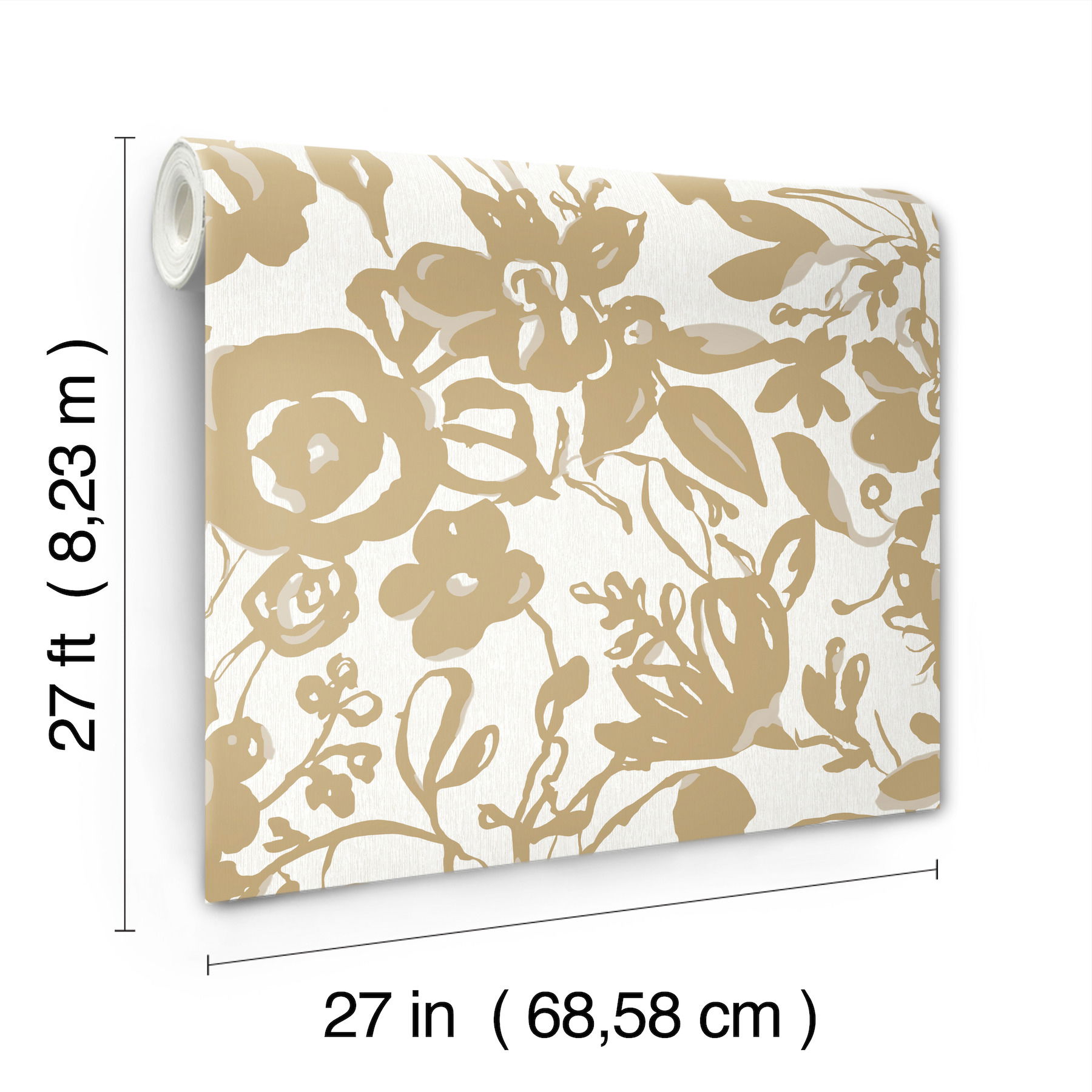 Brushstroke Floral Gold Wallpaper large image 