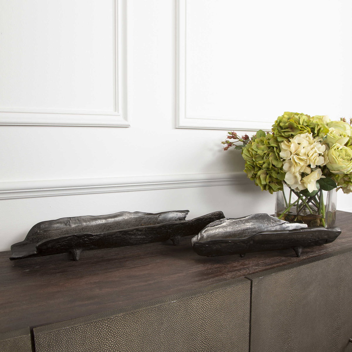 Caryn Nickel Trays Set/2, Decorative Tray by Uttermost, 20.87" width x 3.25" height x 6.25" depth View 2