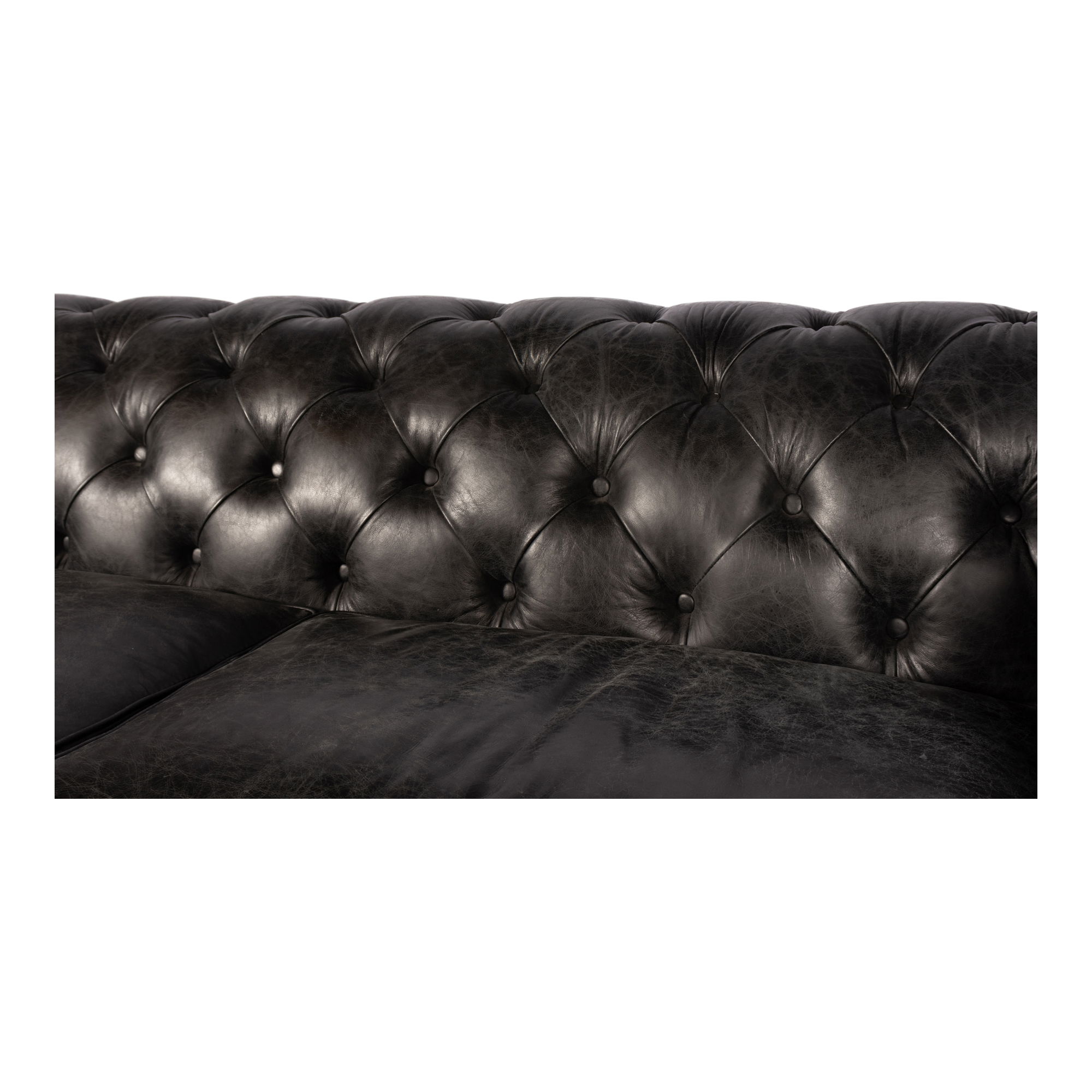 Birmingham Sofa Black Leather, Sofas & Sectional by Moe's Home, 87" width x 29" height x 36" depth View 8