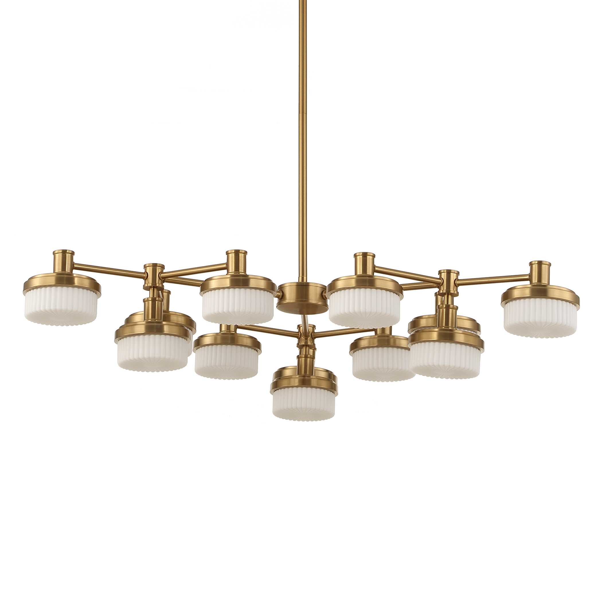 Wedge 12 Lt LED Brass Chandelier, Ceiling Light by Uttermost, 40.62" width x 7.25" height x 40.62" depth View 8