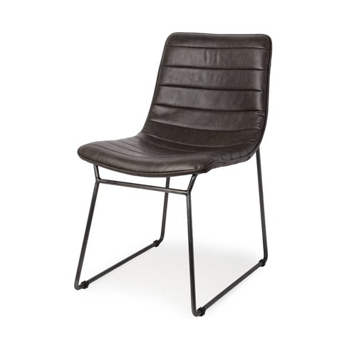 Thornton Solid Back Dining Side Chair | Faux Leather with Iron
