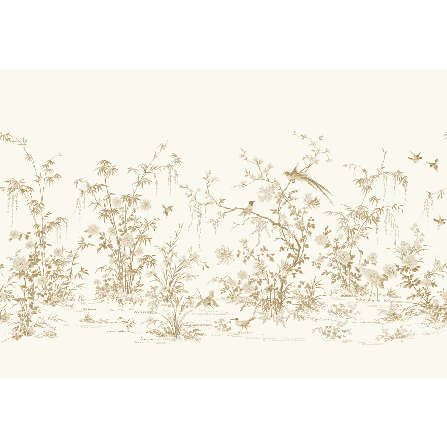 Flowering Vine Chino White Wall Mural large image 