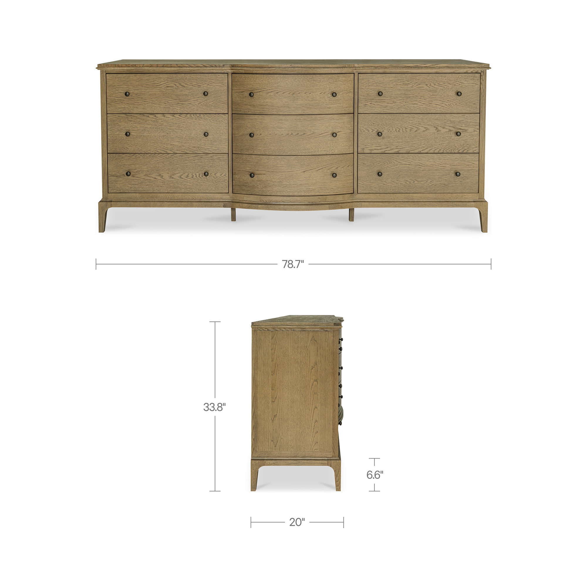 Sadie 9 Drawer Dresser Brown, by Moe's Home, 78.75" width x 33.88" height x 20" depth View 7