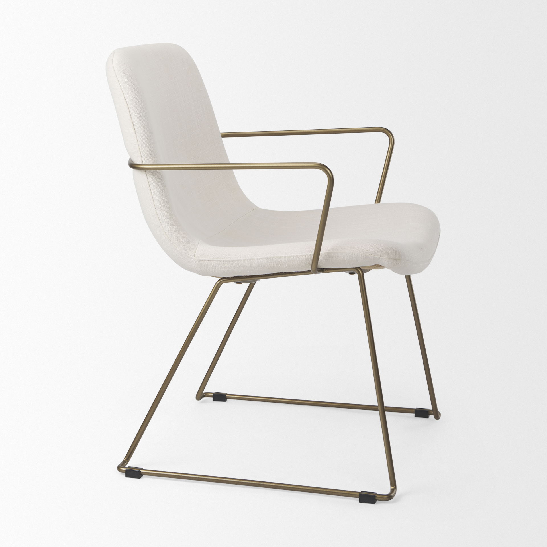 Sawyer Cream Fabric Wrap Gold Metal Frame Dining Chair, by Mercana, 22.44" length x 24.8" width x 34.65" height View 7