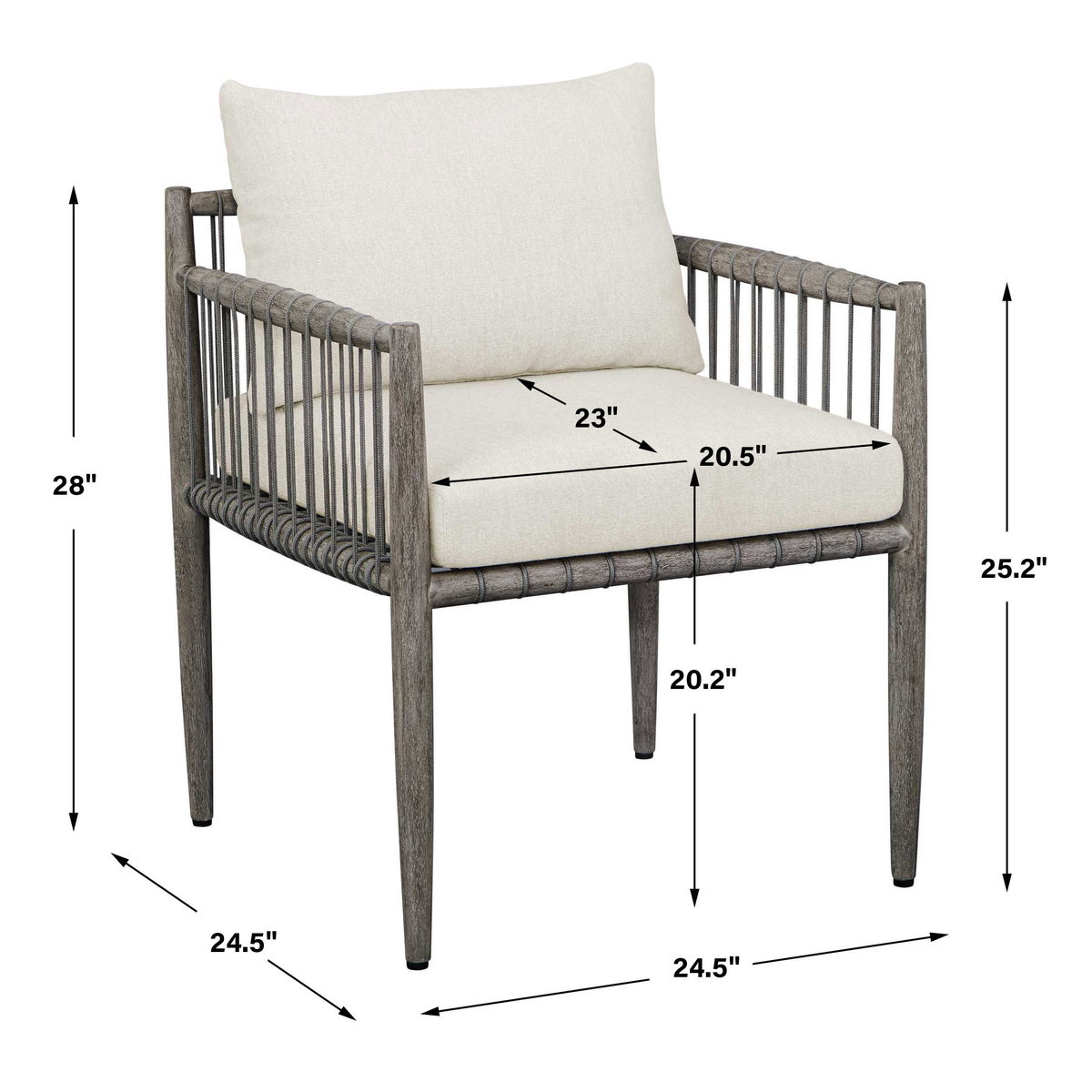Borneo White Outdoor Dining Chair, Furniture by Uttermost, 24.3" width x 28.2" height x 24.5" depth View 3