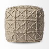 Leroy Square Cream Wool Pouf with Popcorn Detail thumbnail 3