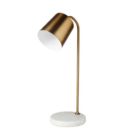 Sanderson (21.8"H) Gold Metal Shade White Marble Base Table Lamp