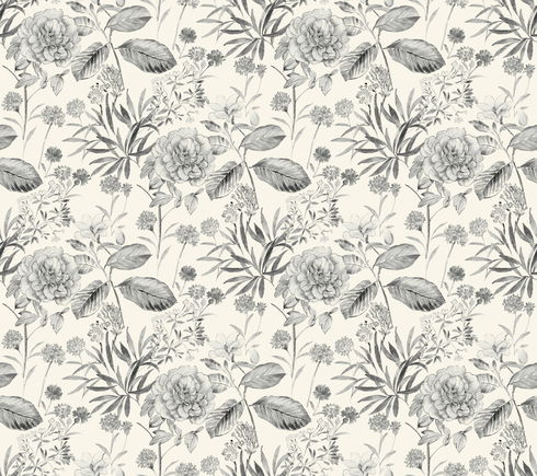 Midsummer Floral Grey Wallpaper