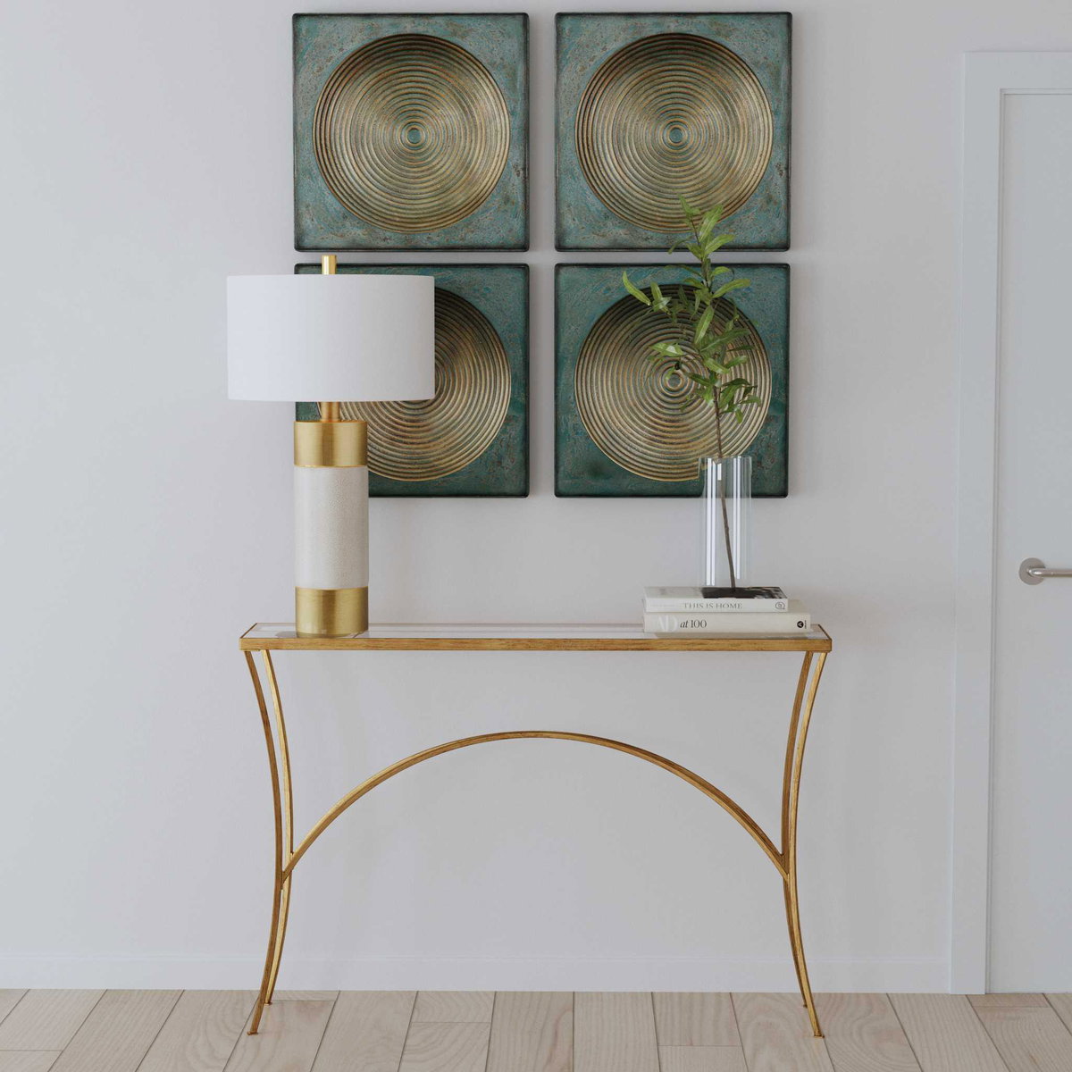 Sybil Antique Gold Squares Set/2, Sculptural Wall Art by Uttermost, 20" width x 20" height x 2.37" depth View 2