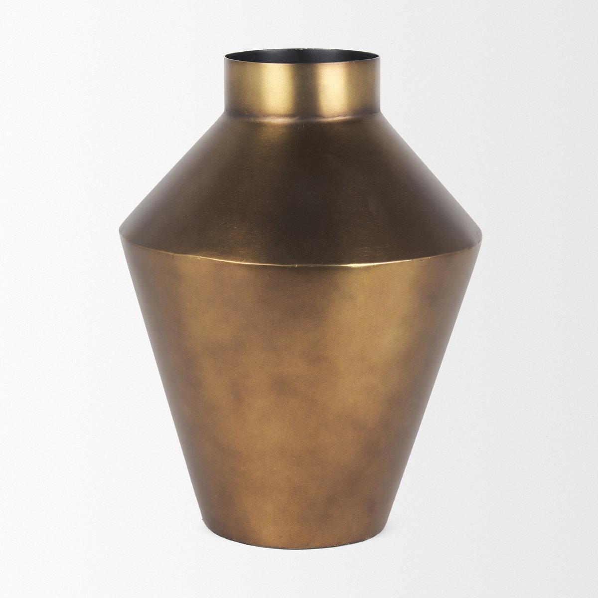 Perrin Large Brushed Gold Metal Decorative Vase, by Mercana, 9.5" length x 9.5" width x 13.25" height View 6