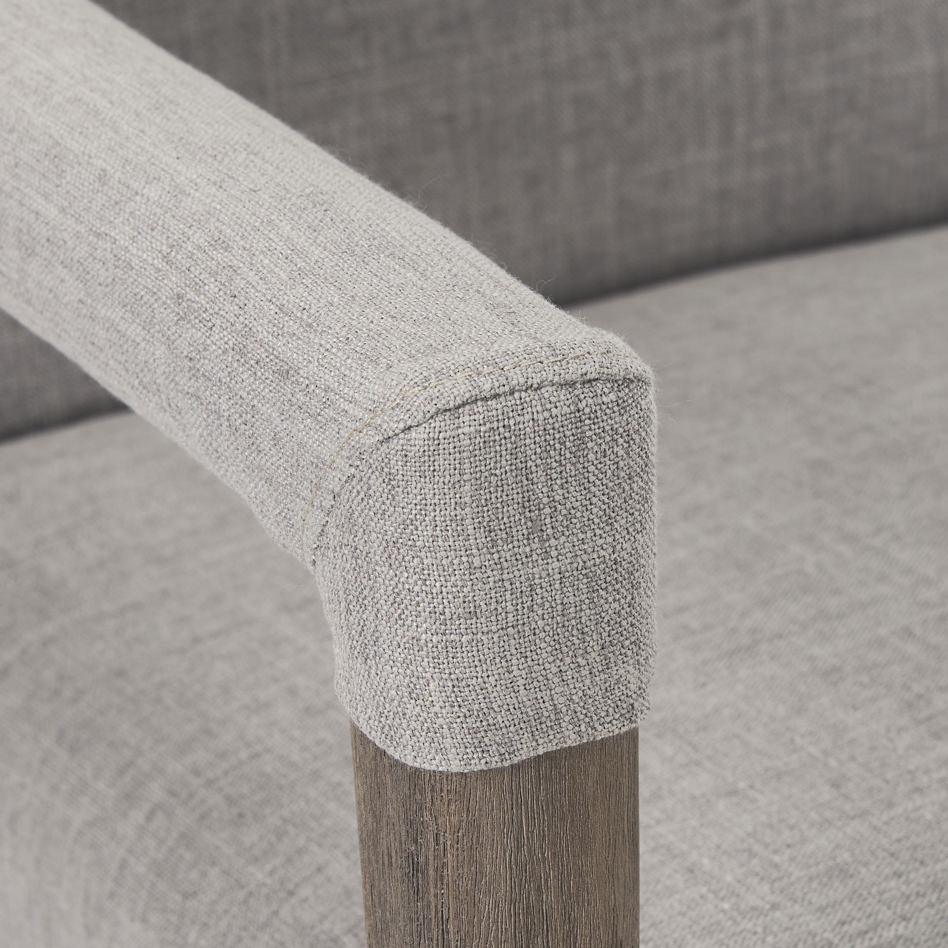 Palisades Grey Fabric Wrap Brown Wooden Frame Dining Chair, by Mercana, 23.75" length x 28" width x 36" height View 13