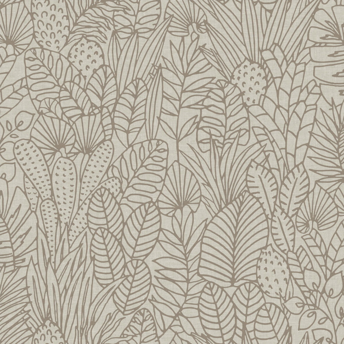 Tropical Leaves Sketch Taupe Peel & Stick Wallpaper, by York Wall, 16'6" length x 1'8.5" width x 0.02" depth