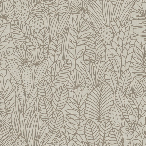 Tropical Leaves Sketch Taupe Peel & Stick Wallpaper