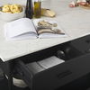 Amika White Marble Top Black Metal Base Kitchen Island thumbnail 2