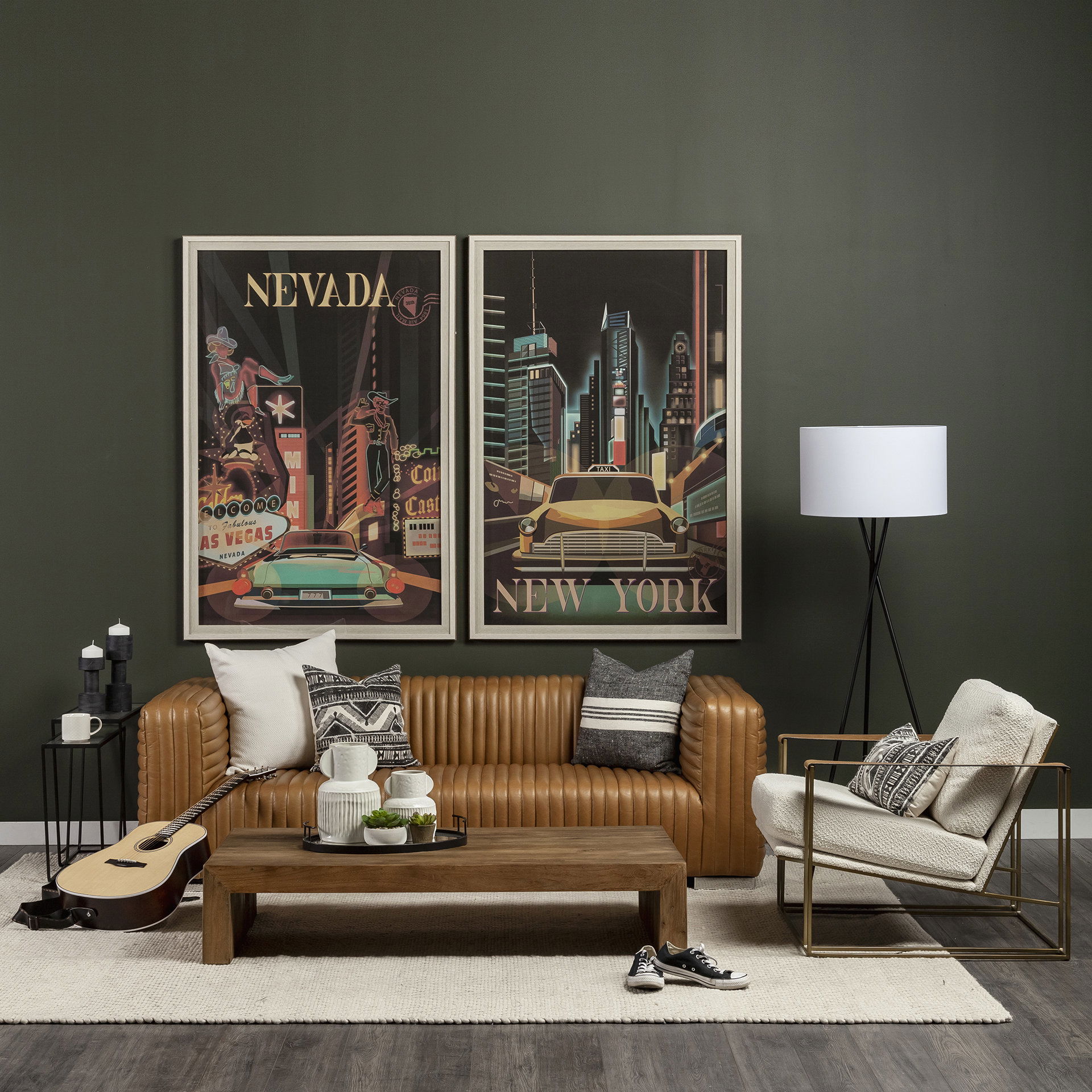 Ricciardo Cognac Leather Three Seater Sofa large image 