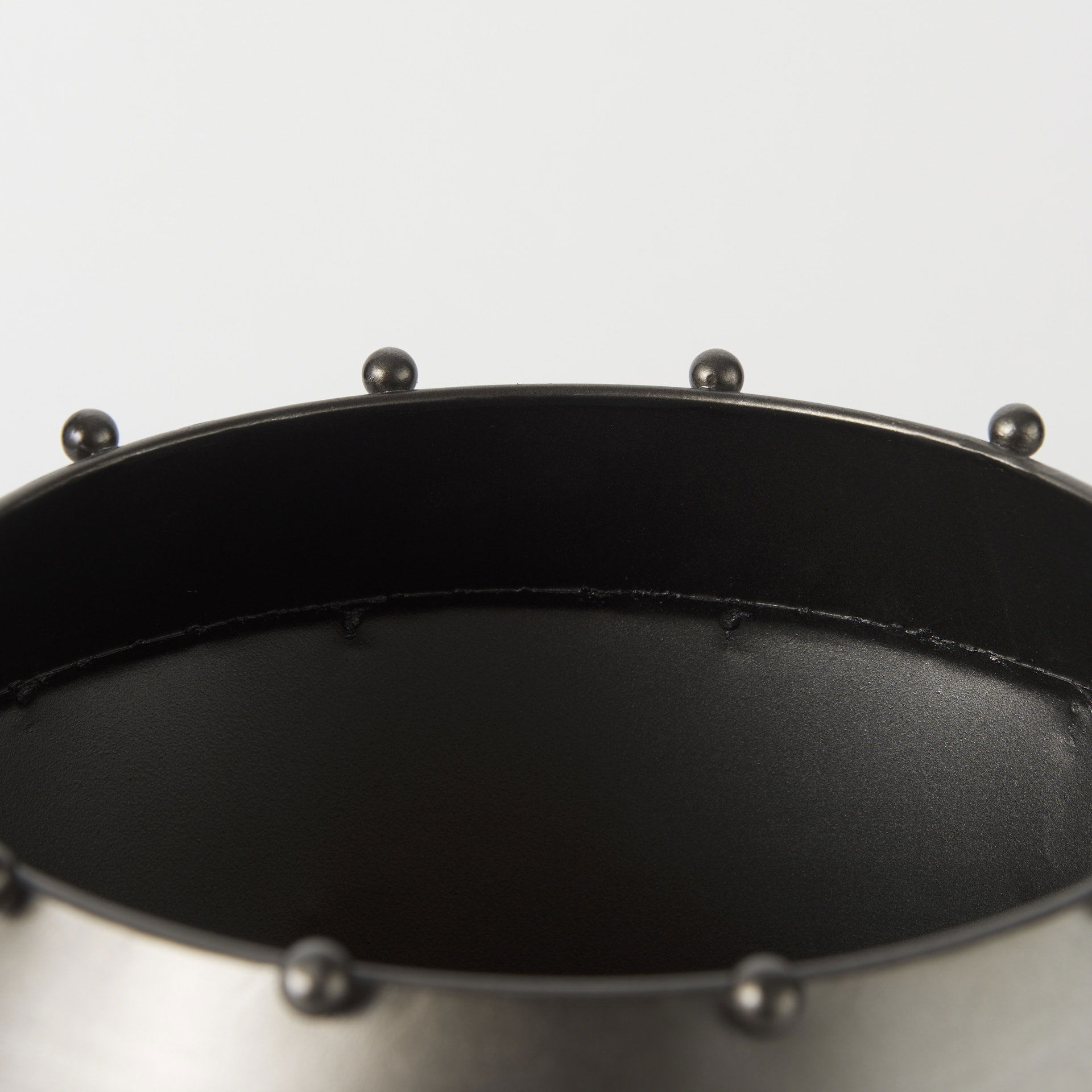 Elio 12.2H Large Gun Metal Gray Metal with Studs Vase, by Mercana, 9.84" length x 9.84" width x 12.2" height View 7