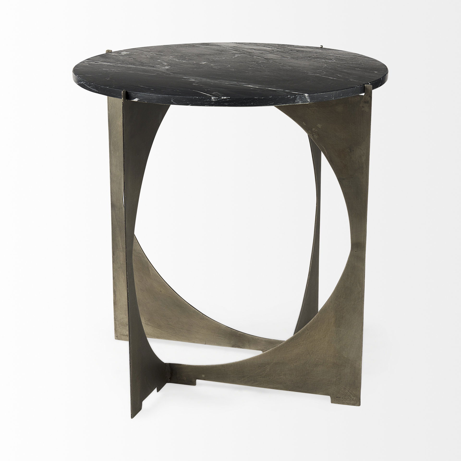Reinhold II 21L x 21W x 21H Black Marble Top Iron Side Table large image 