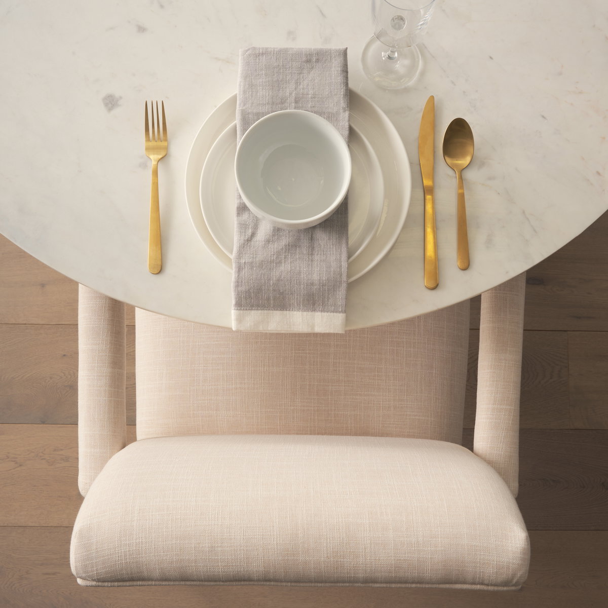 Palisades Curved Back Dining Side Chair | Cream Fabric with Brown Wood, Dining Chair by Mercana, 24.02" length x 25.59" width x 36.22" height View 2