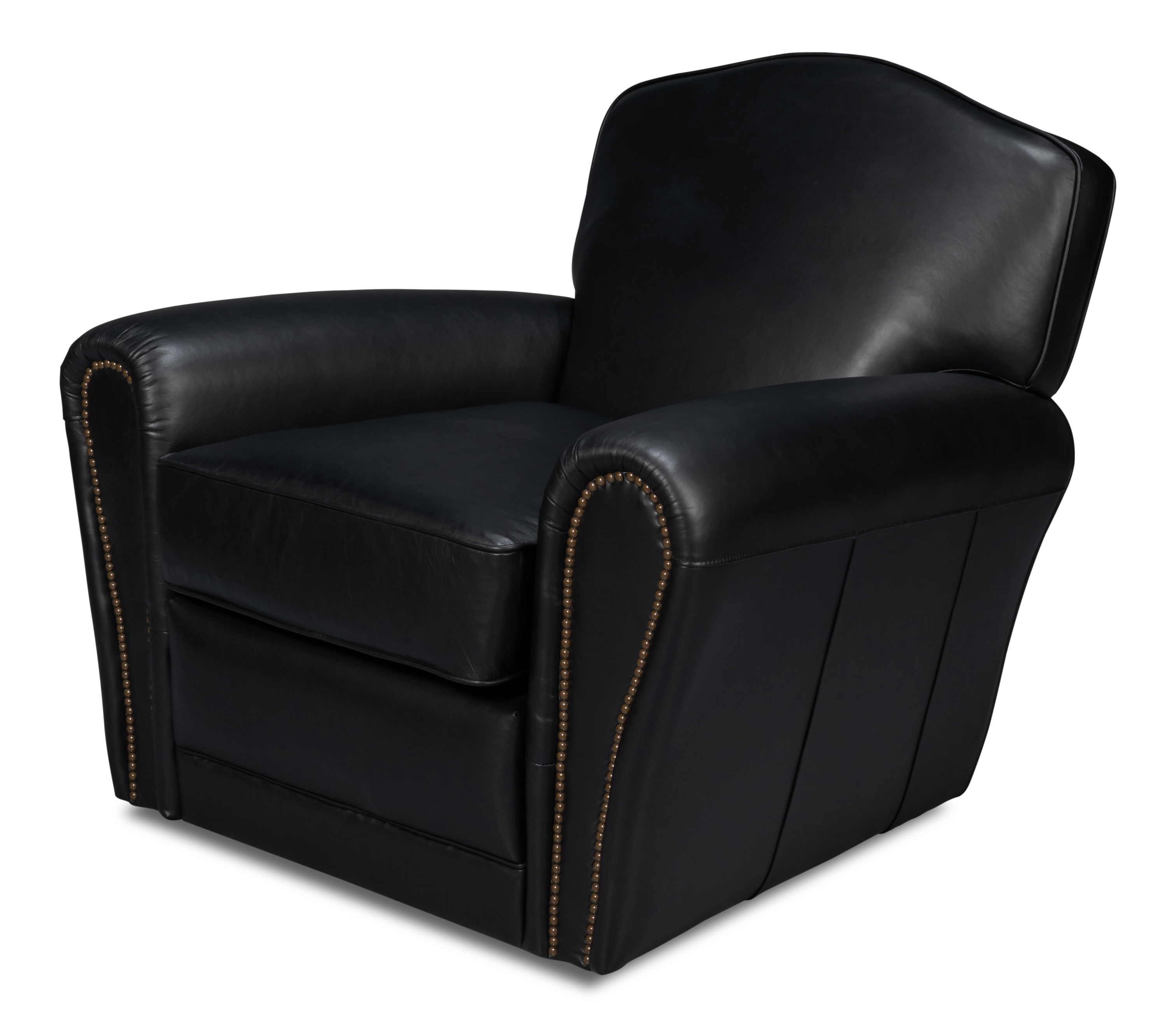 Elite French Club Swivel Chair, Black, Seating by Sarreid, 36" length x 33" width x 33" height View 1