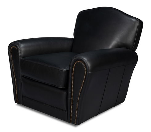 Elite French Club Swivel Chair, Black