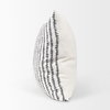 Jenna 22x22 Cream with Black Print Linen Square Decorative Pillow Cover, by Mercana, 22" length x 22" width x 0.2" height thumbnail 6