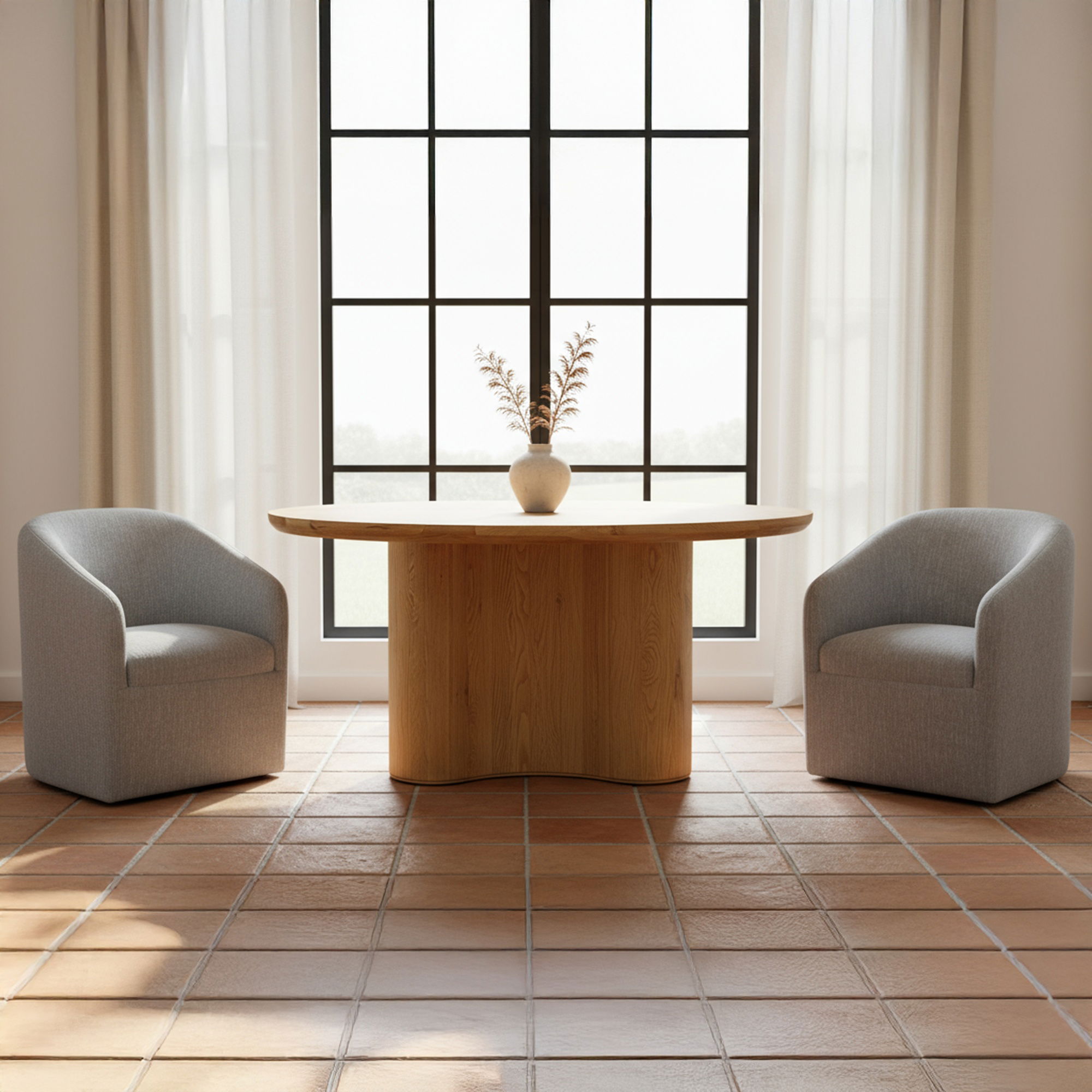 Sandy Rolling Dining Chair Grey, by Moe's Home, 26" width x 32" height x 26.5" depth View 7