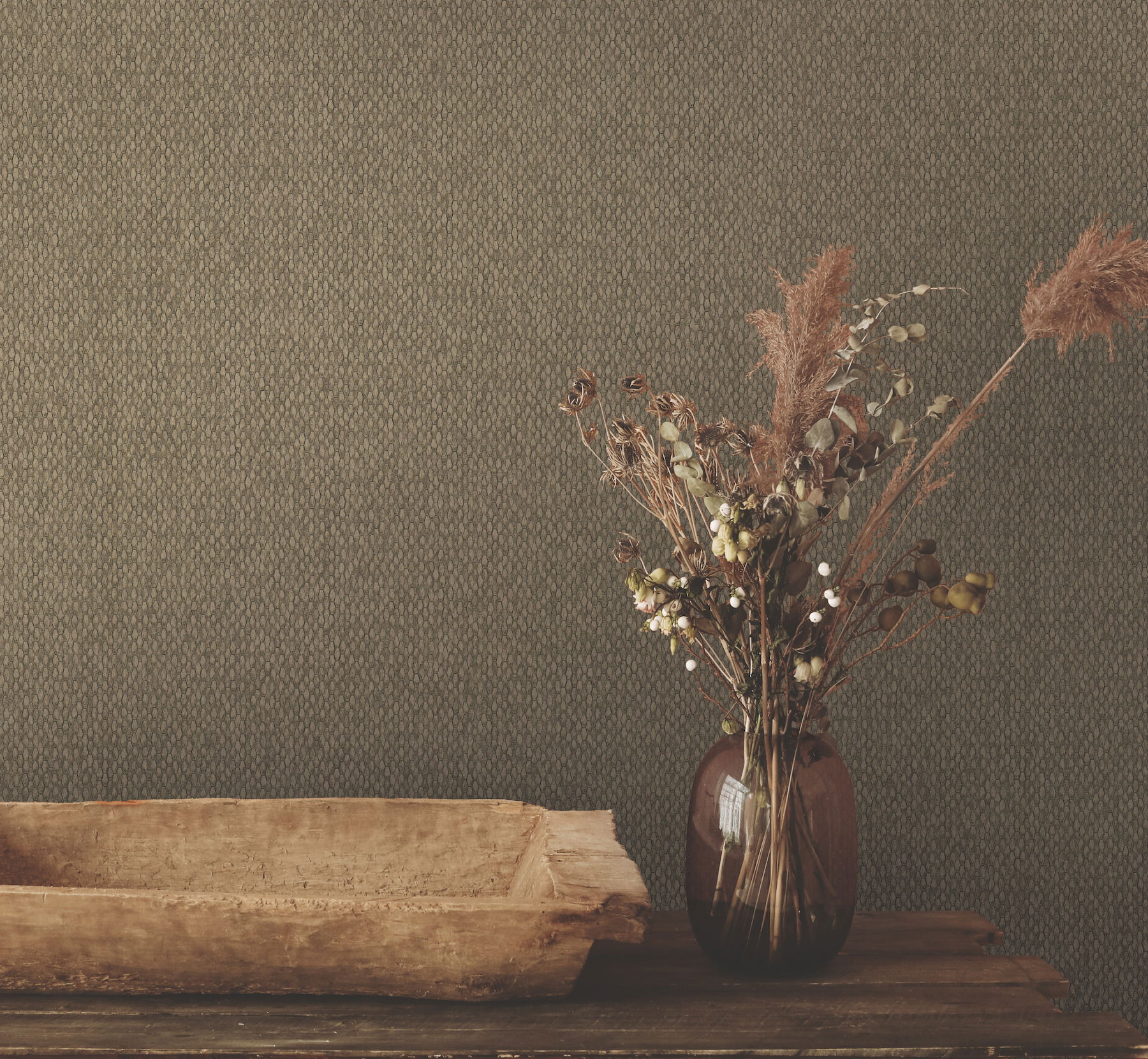 Stretched Hexagons Burnished Copper Wallpaper large image 