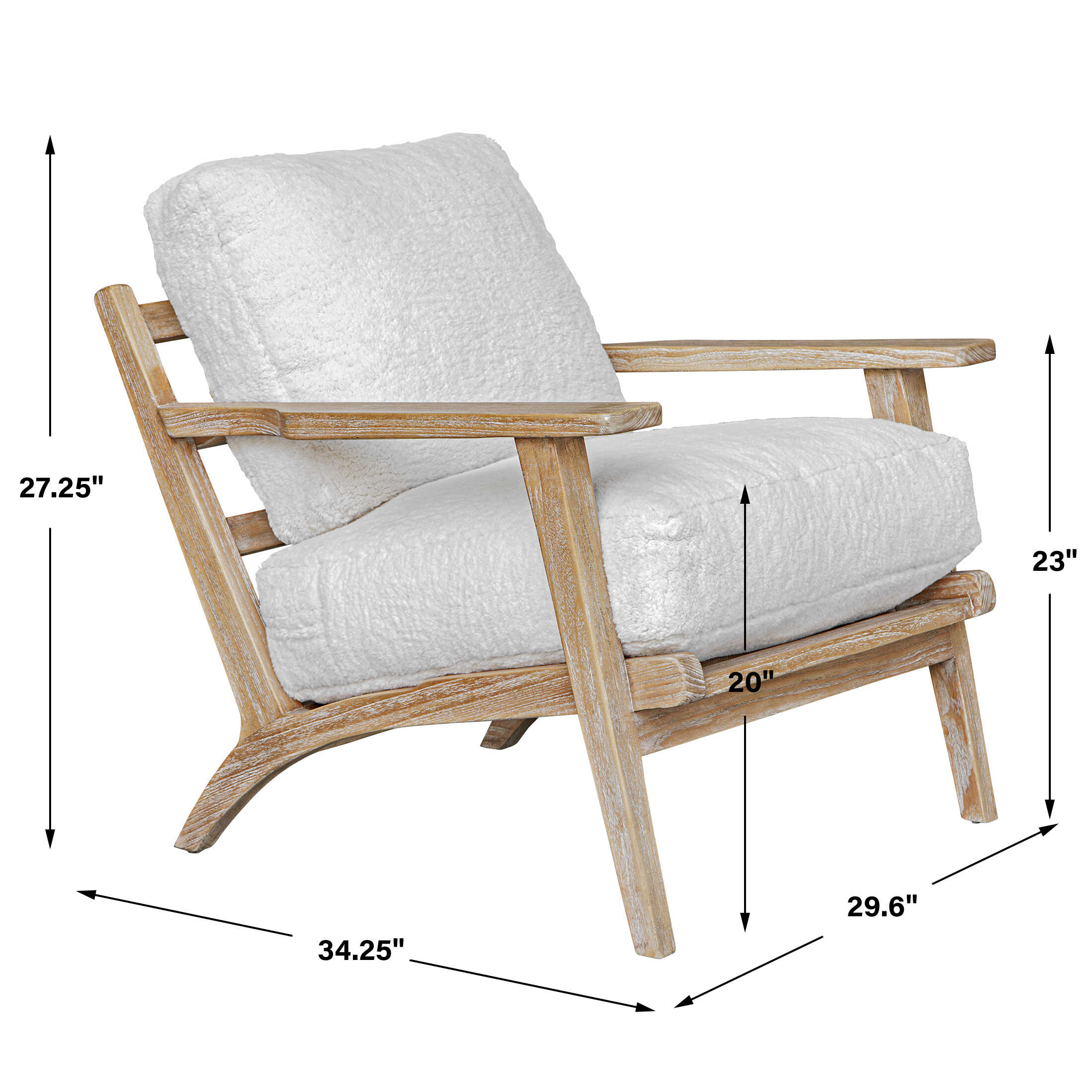 Laid Back Sheepskin Accent Chair, Furniture by Uttermost, 29.6" width x 27.25" height x 34.25" depth View 3