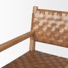 Shane Curved Back Dining Arm Chair | Woven Brown Leather with Brown Wood, Dining Chair by Mercana, 21" length x 21.5" width x 33.25" height thumbnail 10