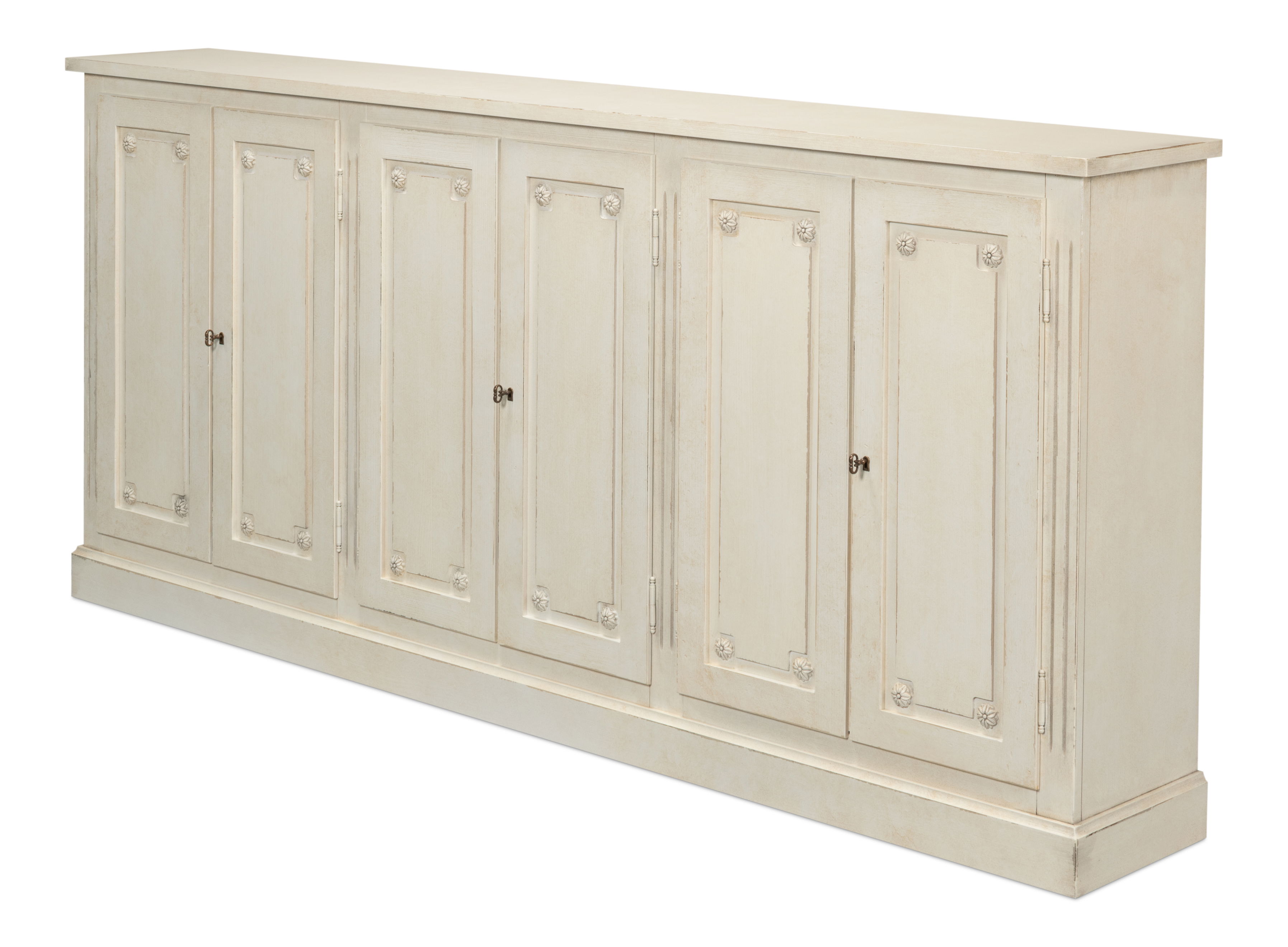 Bellagio Sideboard,96', White/White, Cabinets & Sideboard by Sarreid, 96" length x 15" width x 43" height View 10