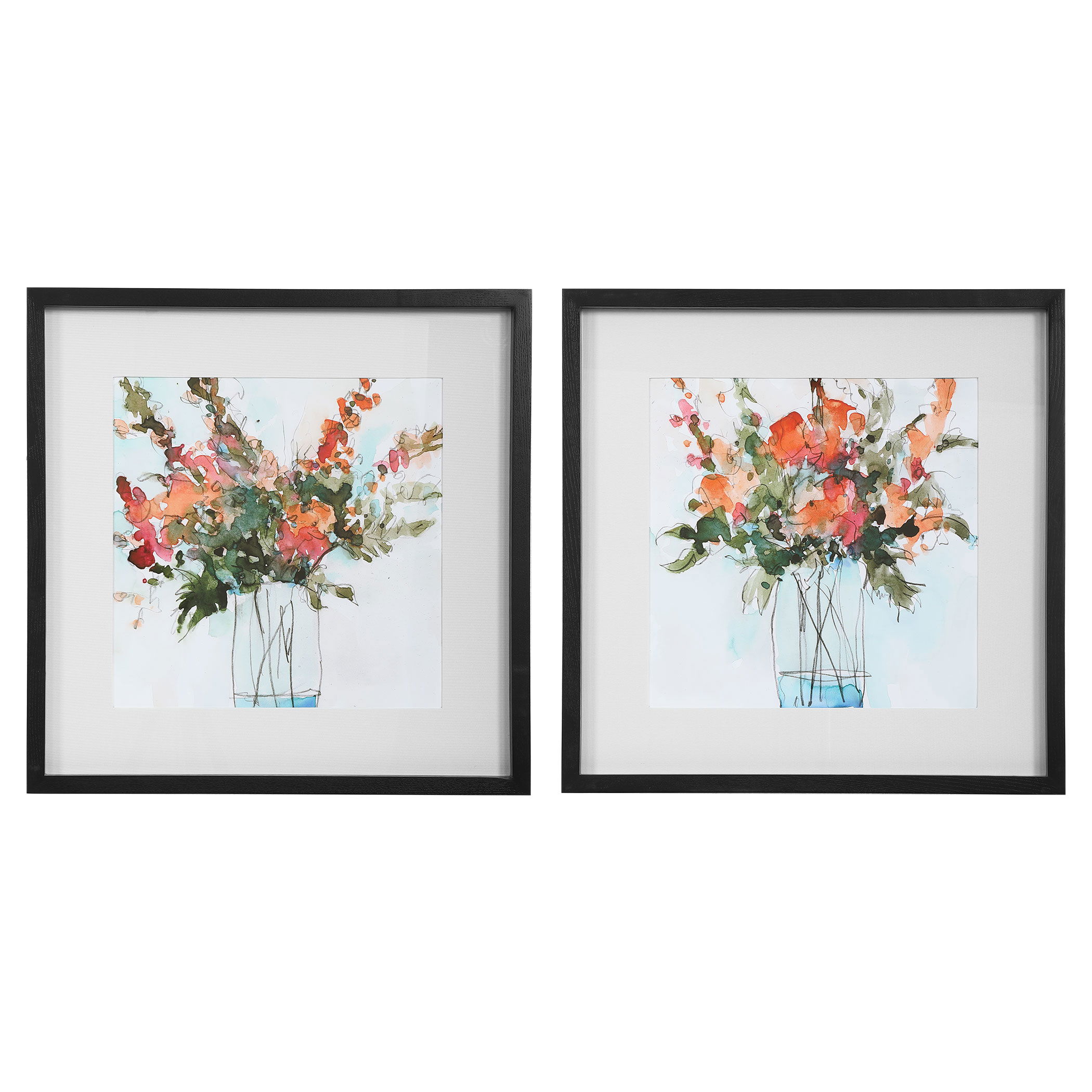 Fresh Flowers Watercolor Prints Set/2 large image 