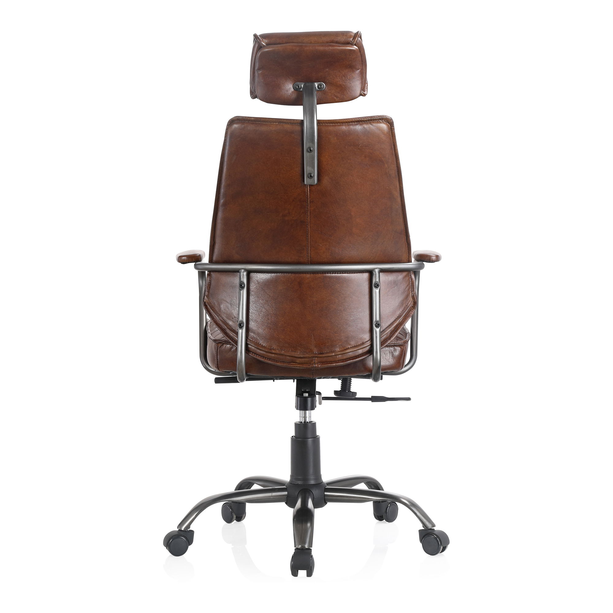 Executive Office Chair Dark Brown Leather, by Moe's Home, 25.5" width x 45" height x 26" depth View 4