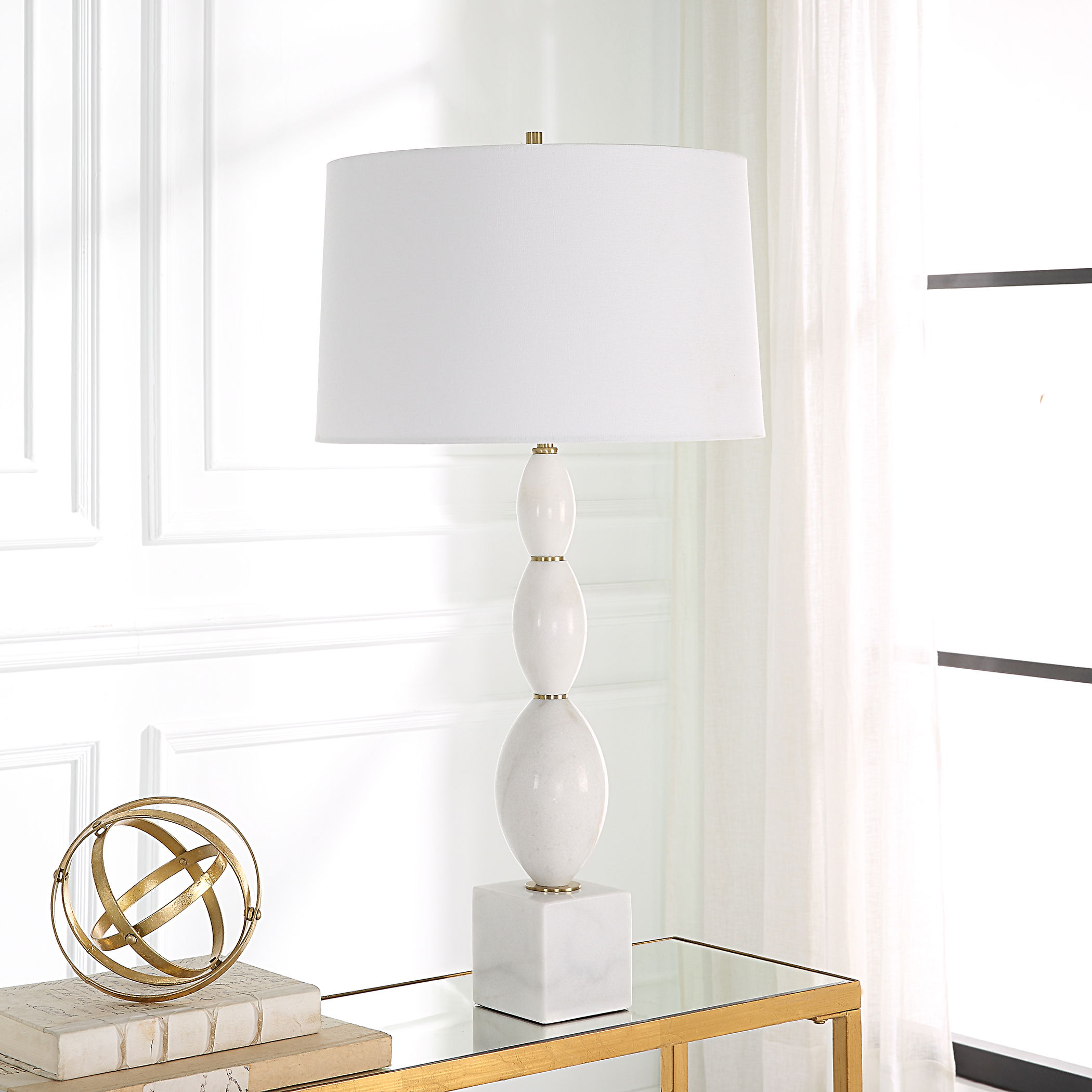 Regalia White Marble Table Lamp large image 