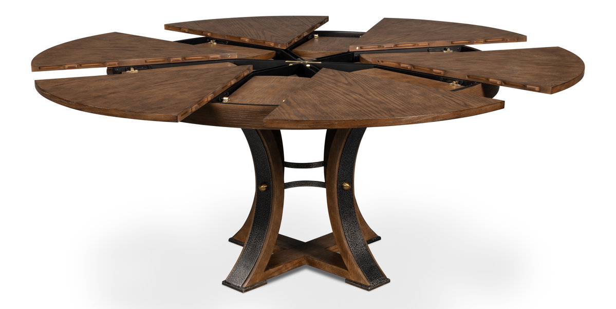 Tower Jupe Dining Table  Med Light Mink, by Sarreid, 4'7" length x 4'7" width x 2'6" height View 2