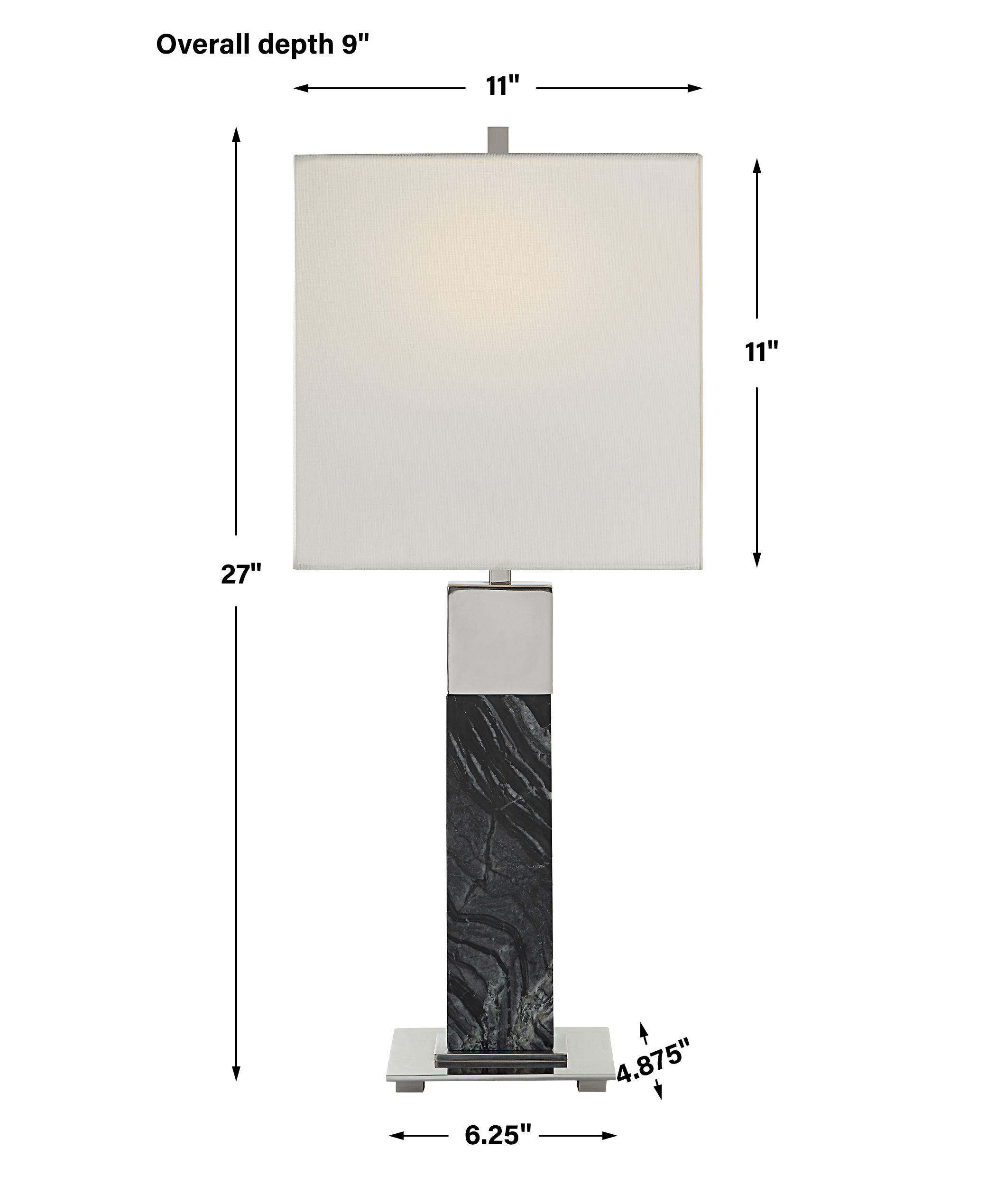 Pilaster Black Marble Table Lamp large image 