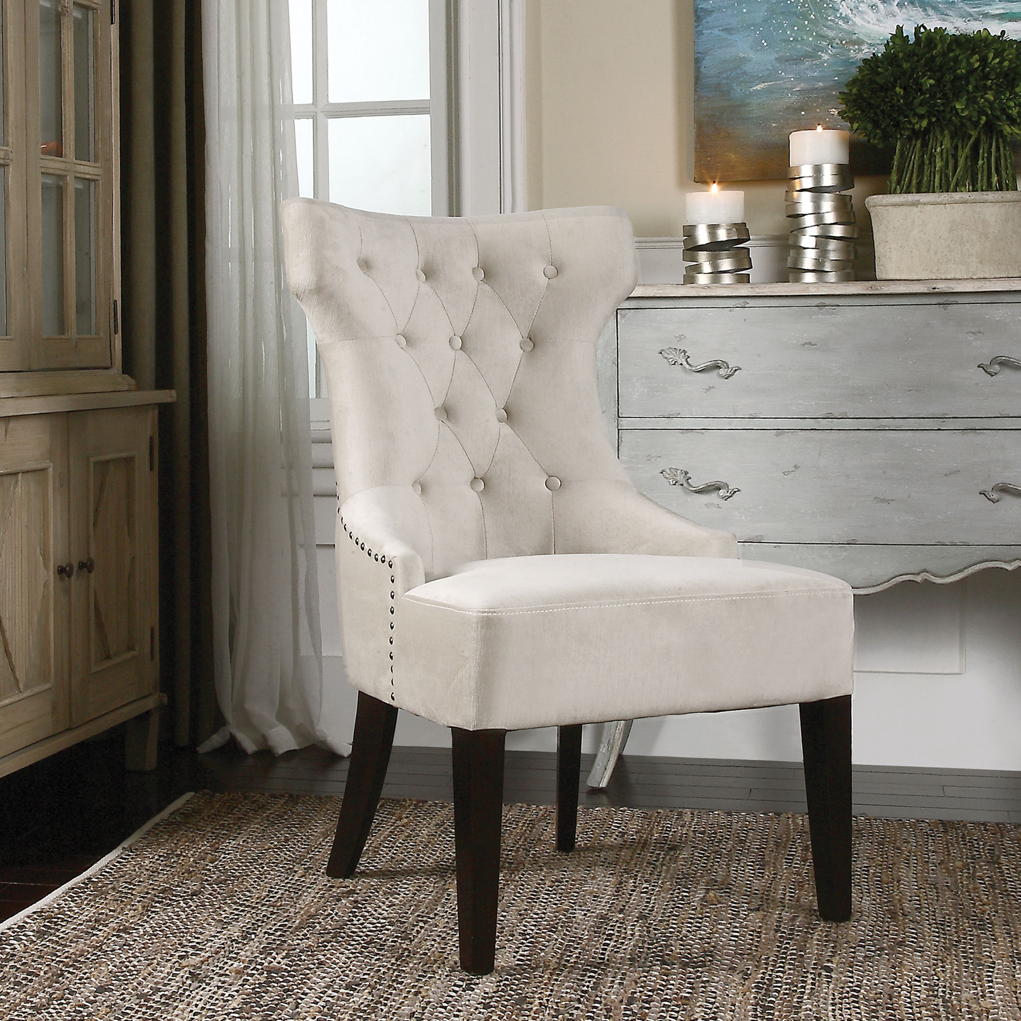 Arlette Tufted Wing Chair large image 