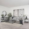 Trey 56'L x 32'W x 17'H Black Metal with Glass Coffee Table, by Mercana, 56" length x 32" width x 17" height thumbnail 2