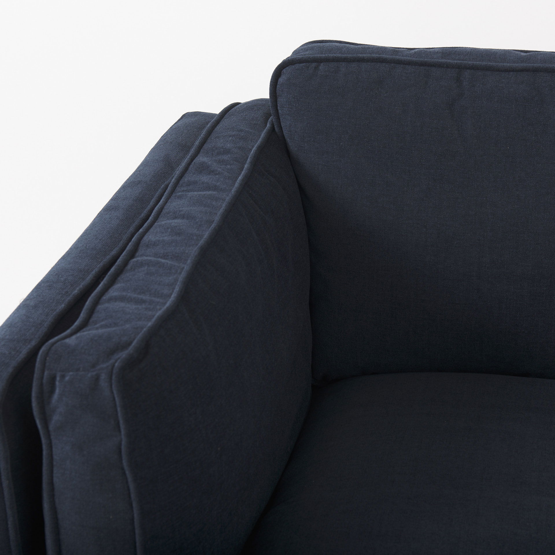 Brooks  Navy Blue Fabric Chair with Medium Brown Wooden Legs large image 