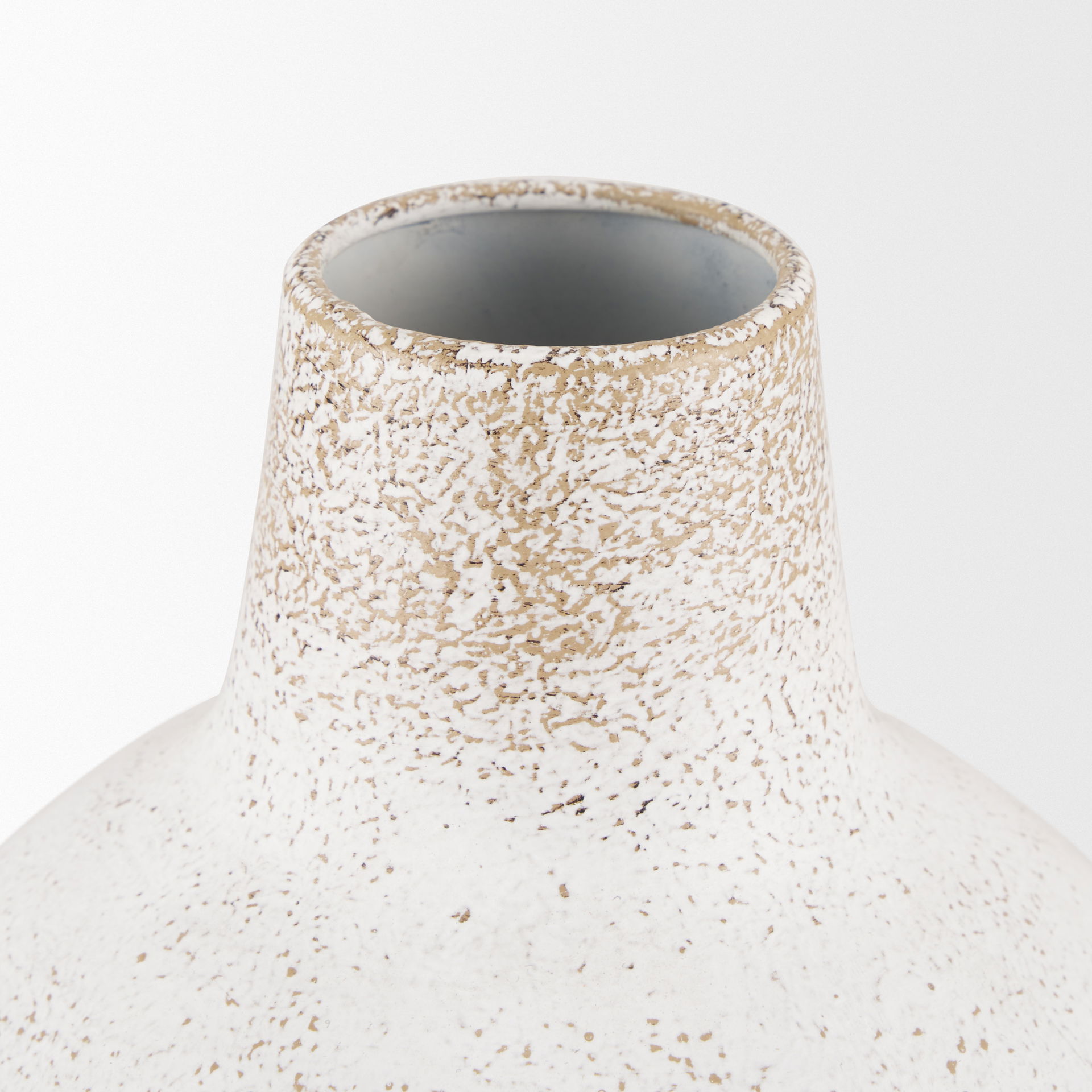 Tisha Small White with Terracotta Distressing Metal Vase large image 