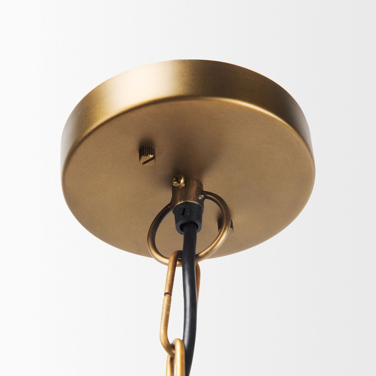 Willson  Black Iron with Antique Brass Dome Pendant Light, by Mercana, 17" length x 17" width x 29" height View 6